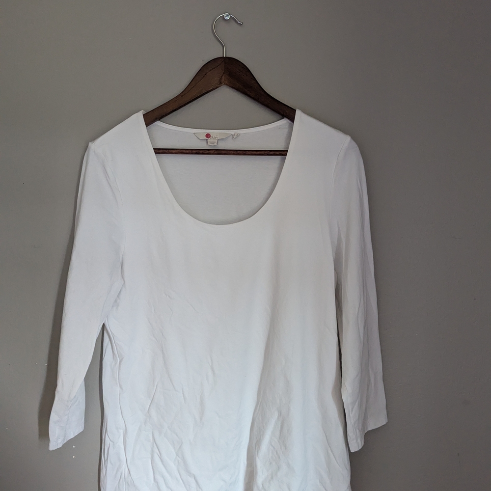 Boden White Fitted 3/4 Sleeve Blouse